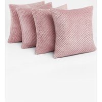 Pack of Waffle Fleece Square Cushion Covers, Light Pink