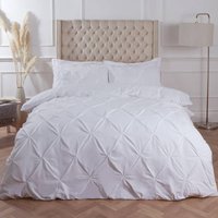Diamond Pintuck Duvet Cover with Pillowcase, White