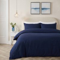 Plain Dyed Duvet Cover with Pillowcase Bedding Set, Navy