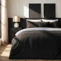 Plain Reversible Duvet Cover With Pillowcase Set, White