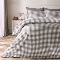 Gingham Reversible Bedding Set Duvet Cover with Pillowcase, Grey