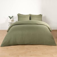 Plain Dyed Duvet Cover with Pillowcase Bedding Set, Bottle Green