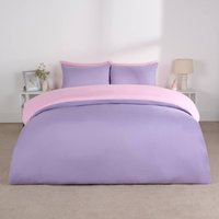 Plain Reversible Duvet Cover With Pillowcase Set, Lilac