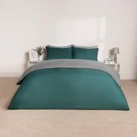 Plain Reversible Duvet Cover With Pillowcase Set, Teal
