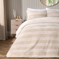 Tufted Boucle Stripe Duvet Cover with Pillowcase Bedding Set, Natural