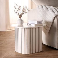 Madison Ribbed Side Table Corner Bedroom Living Room Office Bedside, Cream