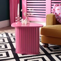 Madison Ribbed Side Table Corner Bedroom Living Room Office Bedside, Bright Pink