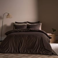 Plain Dyed Duvet Cover with Pillowcase Bedding Set, Dark Brown