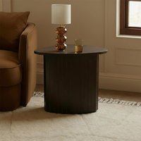 Madison Ribbed Side Table Corner Bedroom Living Room Office Bedside, Dark Brown