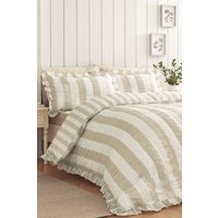'Seersucker Frill Stripe' Duvet Cover Set, Natural