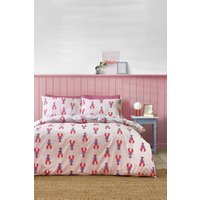 'Lobster Stripe' Reversible Duvet Cover Set, Pink