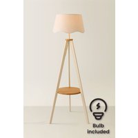 Morrigan Painted Cream Tripod Floor Lamp with Scalloped Shade and Bulb