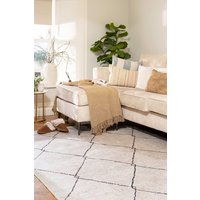 Beige Grey Trellis Modern Abstract Washable Living Room Area Rug