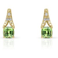 Fine Jewellery by John Greed ct Gold Cushion Cut Sapphire & Diamond Stud Earrings