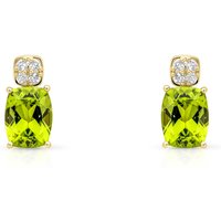 Fine Jewellery by John Greed ct Gold Cushion Cut & Cluster Peridot Stud Earrings