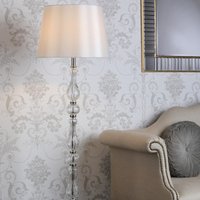 Laura Ashley Bradshaw Glass Floor Lamp In Polished Nickel With Silk Shade LA-Q