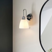 Chic Bathroom Wall Light In Chrome Finish With Gloss Opal Shade IP