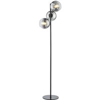 Dar Lighting Lycia Light Floor Lamp In Matt Black With Smoked Ombre Glass LYC