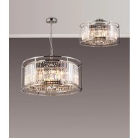 Crown Convertible Pendant Or Semi Flush Light In Polished Nickel Finish with Crystal Glass