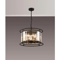 Crown Convertible Pendant Or Semi Flush Light In Black Finish with Crystal Glass