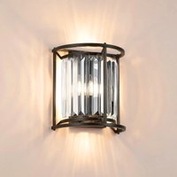 Crown Wall Light In Black Finish With Clear Crystal Glass