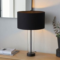 Endon Lessina Touch Table Lamp In Matt Black With Black Cotton Shade