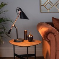 Dar Lighting JAC Jack Task Table Lamp In Black With Antique Copper Detail
