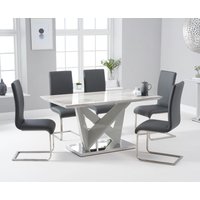Marcella Marble Effect High Gloss Light Grey Dining Table with Black Austin Chairs