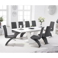 Extending Vittorio White High Gloss Dining Table with Grey Aldo Chairs