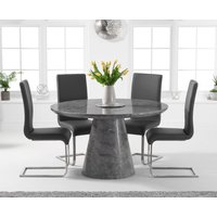 Ravello Round Grey Marble Dining Table with Black Austin Chairs