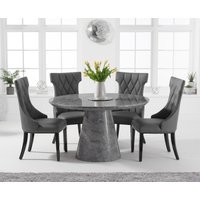 Ravello Round Grey Marble Dining Table with Grey Sophia Chairs