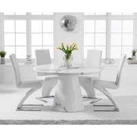 Ravello Round White Marble Dining Table with Black Aldo Chairs