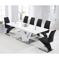 Extending Santino White High Gloss Dining Table with White Aldo Chairs