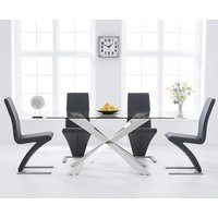 Canova Glass Dining Table with Grey Aldo Chairs
