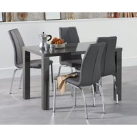 Seattle Dark Grey High Gloss Dining Table with White Marco Chairs