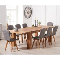 Sheringham Solid Oak Dining Table with Grey Ruben Chairs with Sheringham Oak Extensions Pair