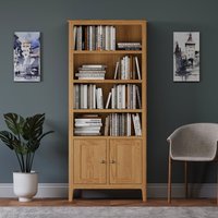 Tall Solid Oak Bookcase with Shelves