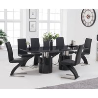 Antonio Black Marble Dining Table with Grey Aldo Chairs