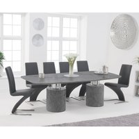 Antonio Grey Marble Dining Table with White Aldo Chairs