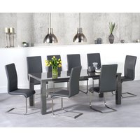 Seattle Dark Grey High Gloss Dining Table with Black Austin Chairs