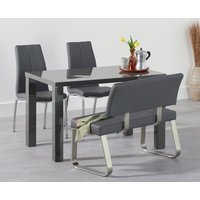 Seattle Dark Grey High Gloss Dining Table with Grey Marco Chairs with Grey Bench