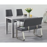 Seattle Light Grey High Gloss Dining Table with Grey Marco Chairs with Grey Bench