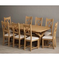 Extending Olympia Solid Oak Dining Table with Linen Natural Solid Oak Chairs