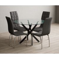 Bernini Black Leg Glass Dining Table with Grey Enzo Chairs