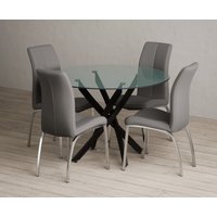 Bernini Black Leg Glass Dining Table with Grey Marco Chairs