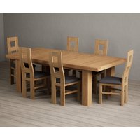 Extending Callington Oak Dining Table with Charcoal Grey Natural Chairs