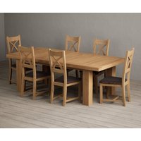 Extending Callington Oak Dining Table with Charcoal Grey Natural Solid Oak Chairs