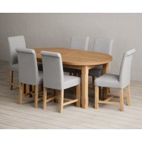Extending Caversham Oak Oval Dining Table with Natural Braced Chairs