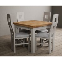 Extending Buxton Oak and Soft White Painted Dining Table with Charcoal Grey Painted Chairs