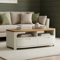 Bradwell Oak and Signal White Painted Drawer Coffee Table